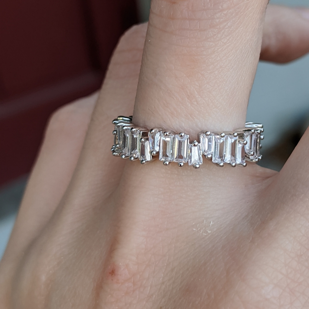 🆕S925-White Sapphire & White CZ Eternity Ring 8 - Picture 5 of 12